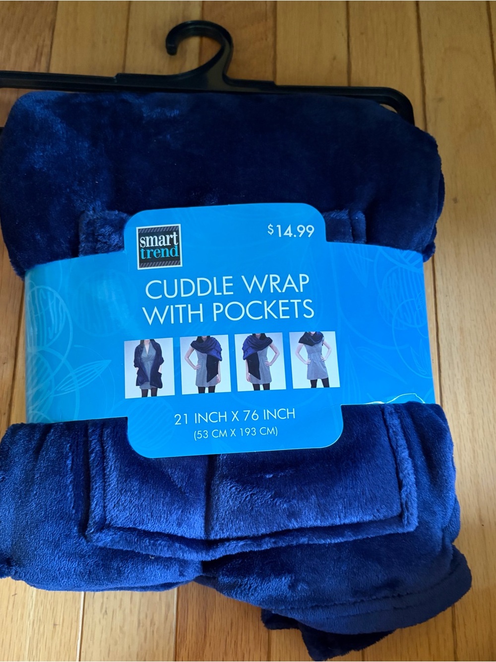 Smart Trend Navy Cuddle Wrap with Pockets